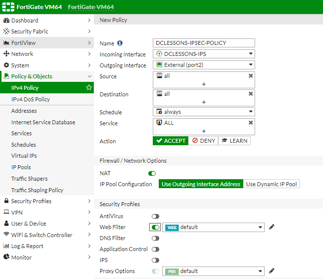 LAB IPsec VPN With FortiClient DCLessons